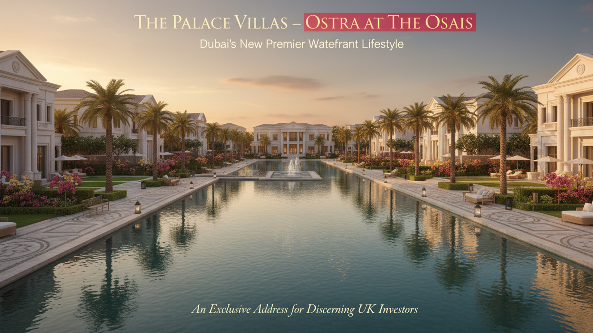 Invest in The Palace Villas – Ostra at The Oasis from the UK | Where Dubai’s New Elite Waterfront Lifestyle Begins